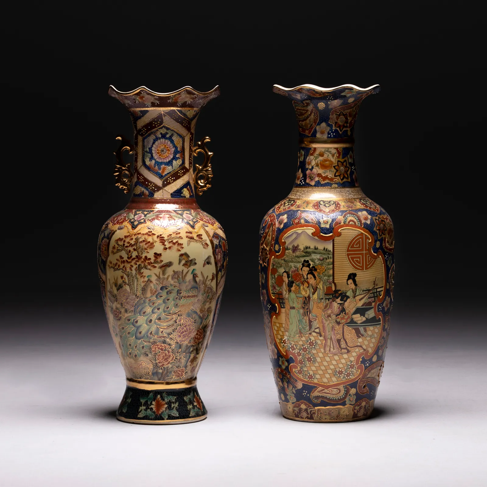 Coppia di vasi in ceramica Satsuma