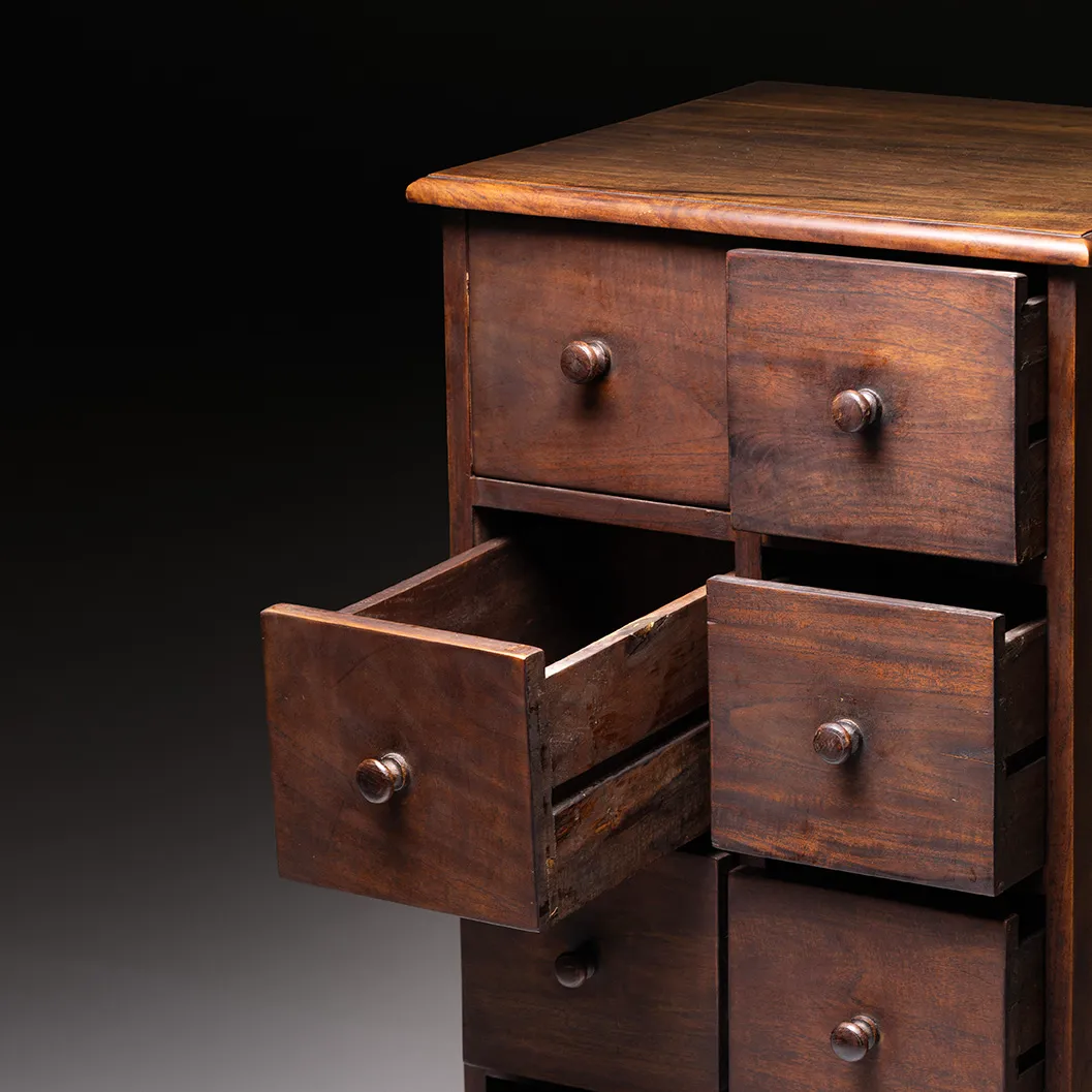 Cassettiera da drogheria in palissandro anni ’80