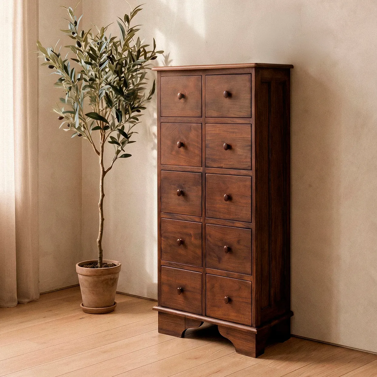 Cassettiera da drogheria in palissandro anni ’80